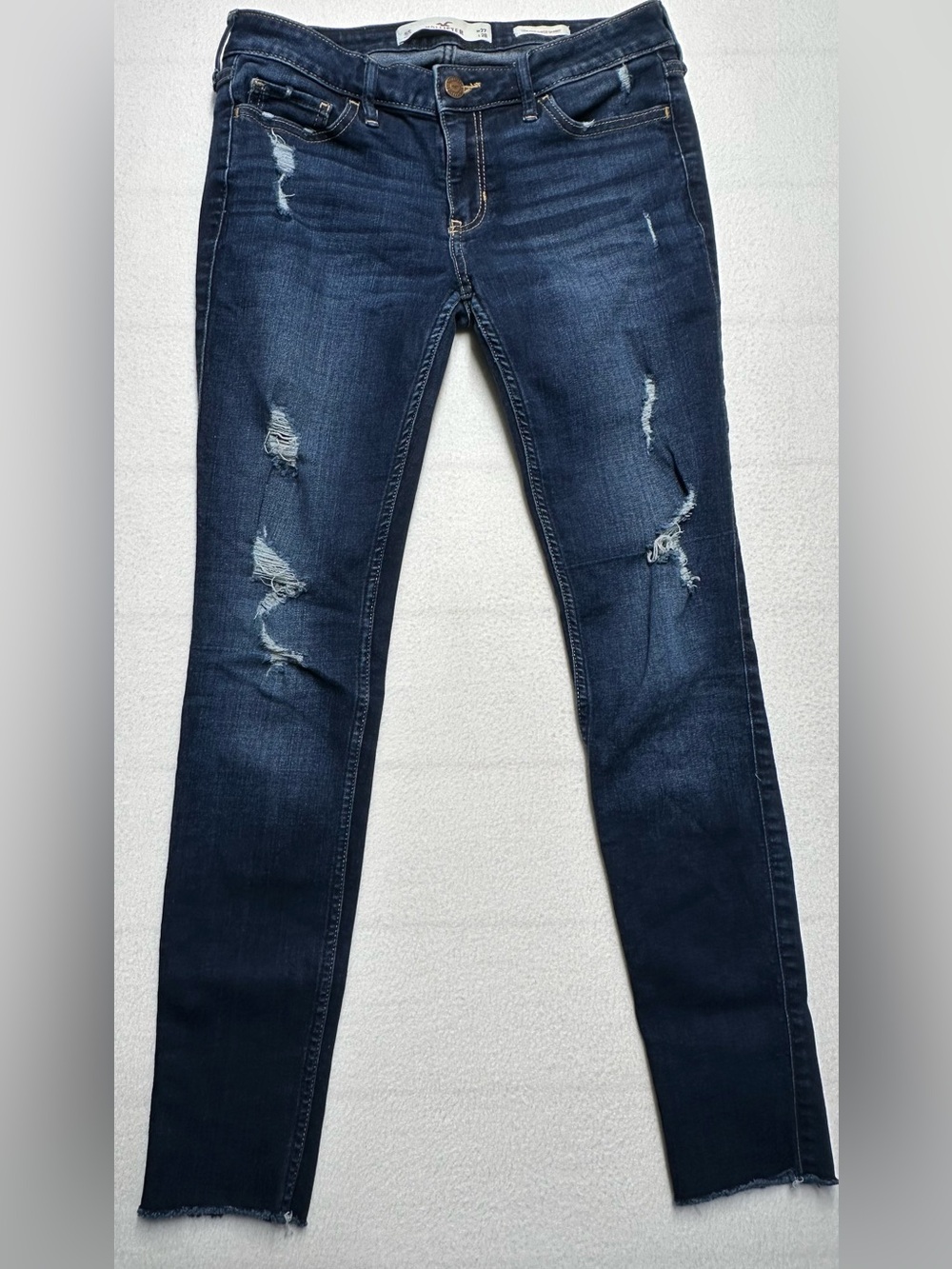 Hollister Jeans Womens 27 Low Rise Super Skinny Distressed Dark Wash Y2K
